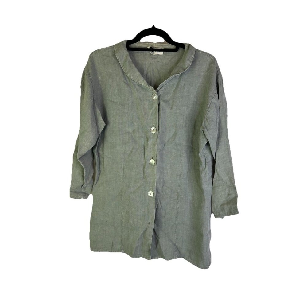 Vintage 90s Timbuktu Linen Flowy Button Shirt Tunic USA Lagenlook